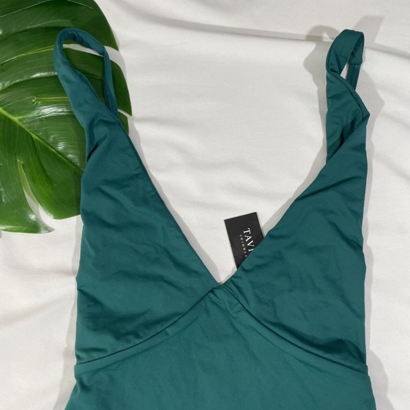 NWT Tavik‎ [ Small ] Drew Plunging One Piece Swimsuit in Storm Green - Picture 7 of 13